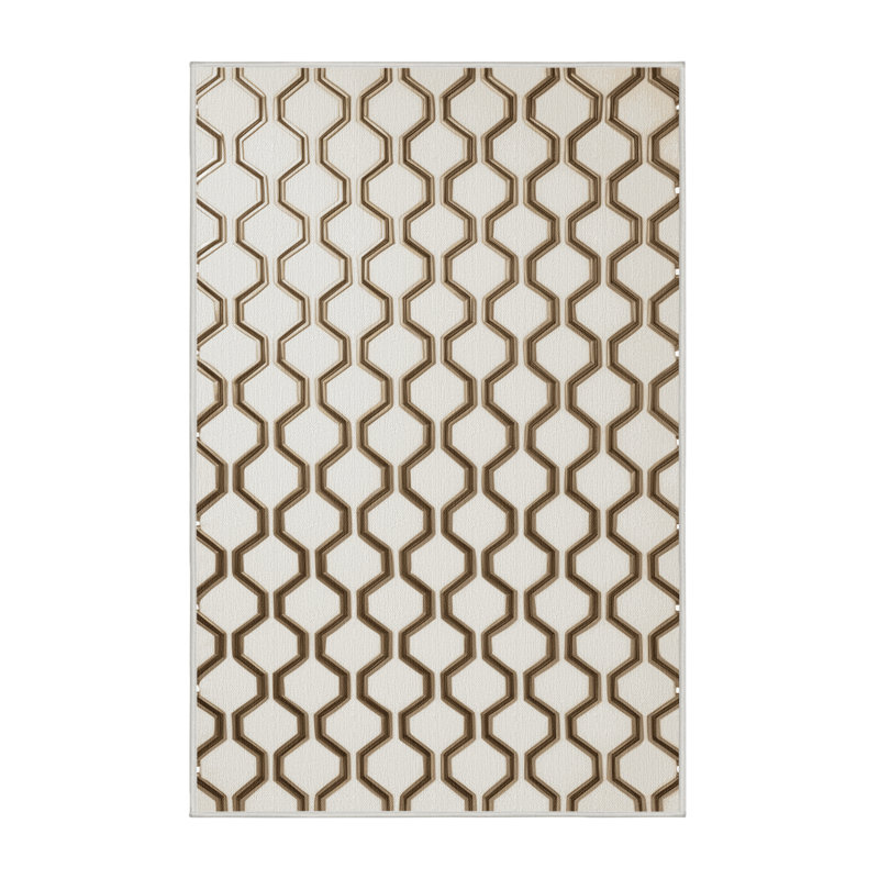 Tapis beige en treillis lavable à la machine, Rectangulaire 2 pi x 3 pi