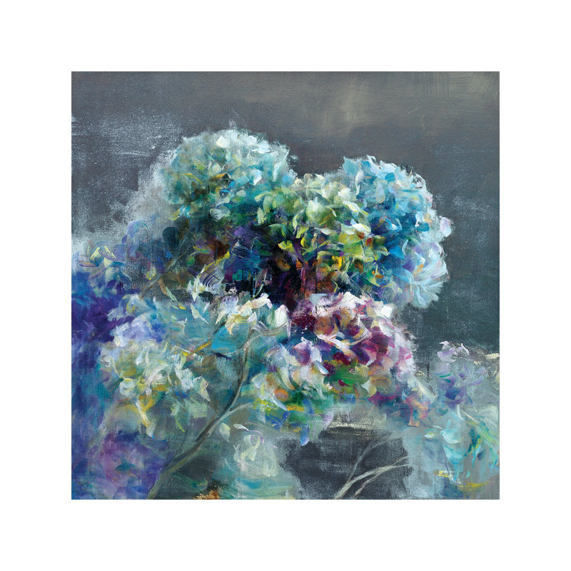 Abstract Hydrangea Dark - Wrapped Canvas Painting, 93.98 cm H x 93.98 cm W x 1.91 cm D