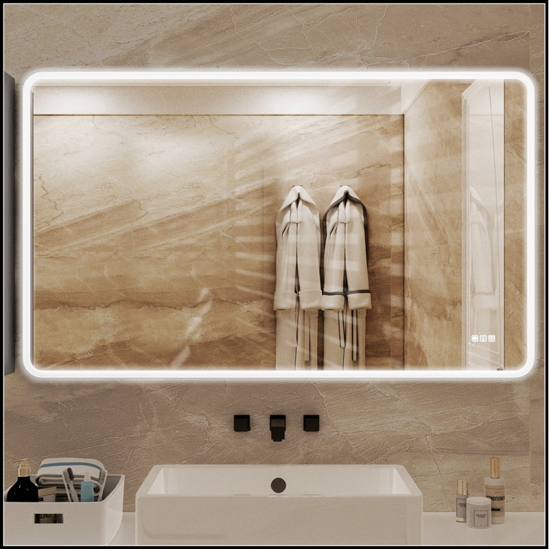 Miroir de salle de bain rectangulaire à DEL 60 x 36