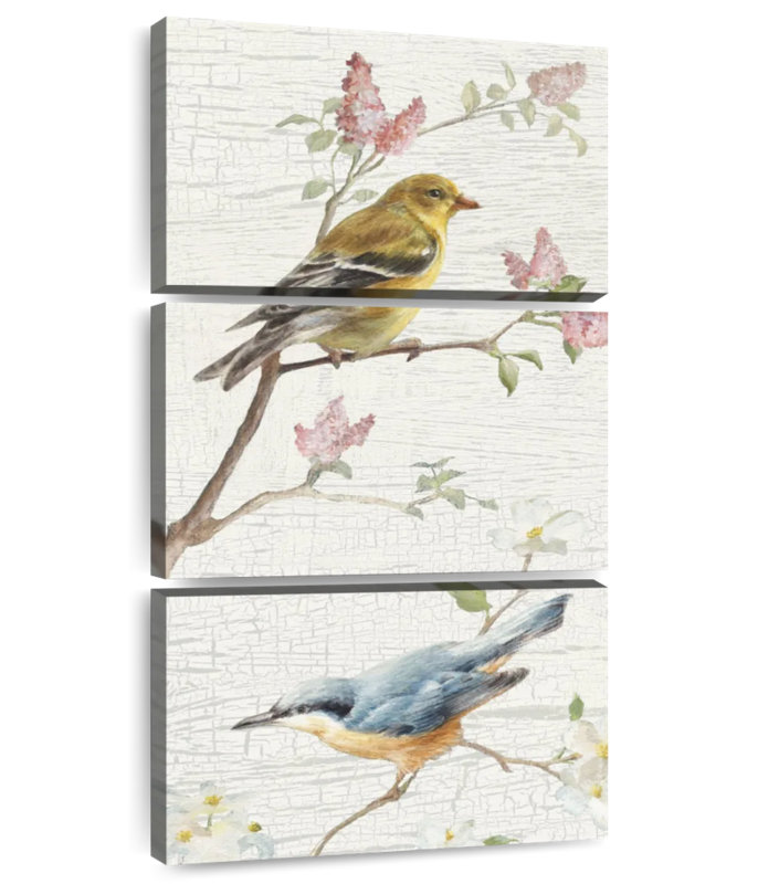 Panneau d'oiseaux rétro I, H 75 po x l 36 po