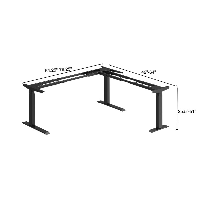 Melanda L-Shaped Steel Standing Desk, Black