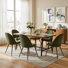 7-Piece Rectangular Wood-Look Dining Table Set With 6 Upholstered Chairs