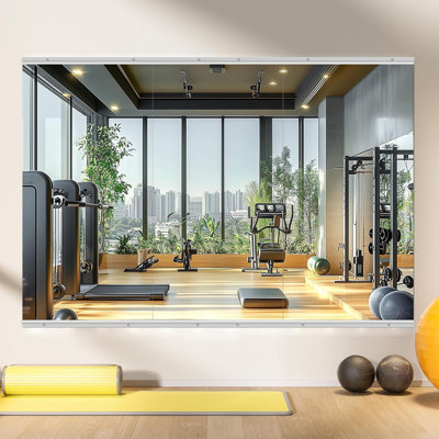 Lunara Full Length Rectangle Tempered Glass Flat Wall Mirror, Home Gym Mirror for Yoga/Dance/Workout Studio Mirror(Set of 2/3)