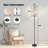  68.5" Standing Floor Lamp Blue Botanical Floral Leaves Branches Dimmable Metal Pole Lamp with Linen Lampshade LED Bulb Included