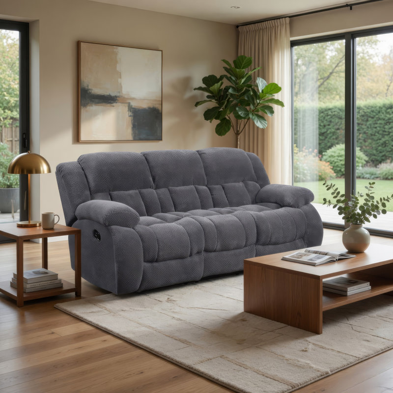 Jak 99.25'' Chenille Pillow Top Arm Reclining Sofa