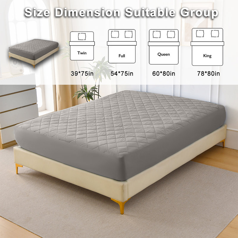 Waterproof And Thick Mattress Protective Pad - Breathable And Dustproof Fit Bed Sheet Design Skin Friendly Bed Cover Suitable For Home Dormitory And Hotel Use