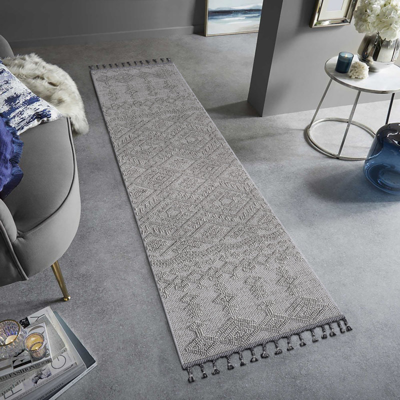 Tapis de couloir traditionnel intérieur / extérieur blanc - 2 pi x 8 pi, Tapis de couloir 2 pi 2 po x 8 pi