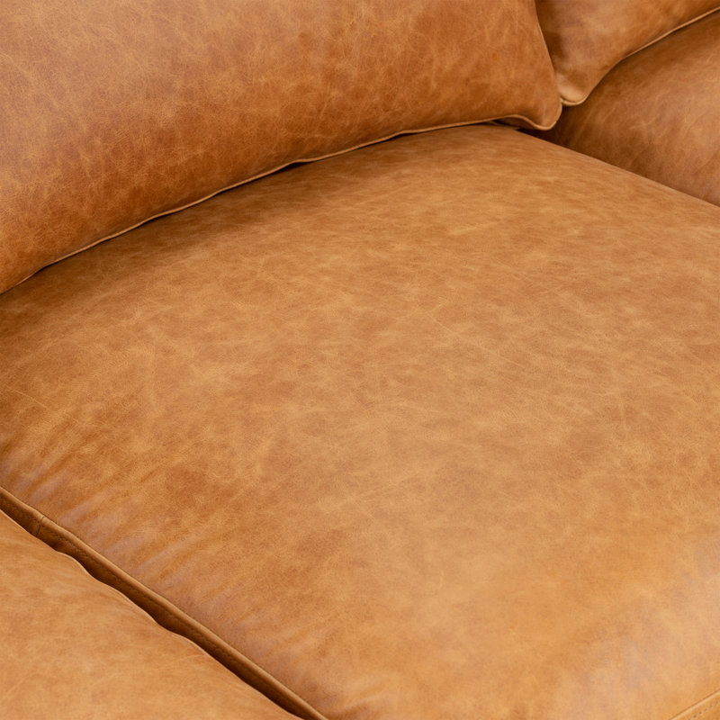 Sorrento 86'' Full-Grain Genuine Italian Leather Sofa, Cognac Tan