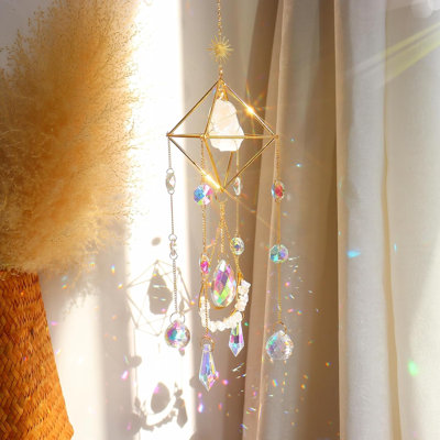 Attrape-soleil suspendu en cristal de quartz rose