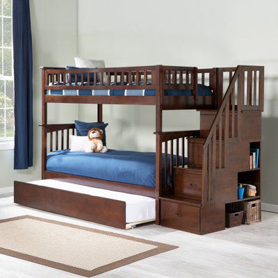 Blaisdell Solid Wood Storage Staircase Bunk Bed with Roll Out Trundle by Viv + Rae