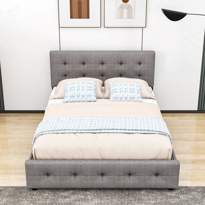 Vangelica Queen 2 Drawers Upholstered Platform Bed with Twin XL Size Trundle