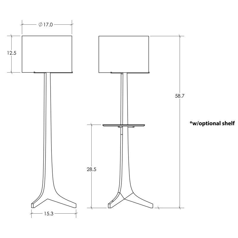 Lampe sur pied 59 po Nauta, Lin blanc, Noyer / laiton brossé