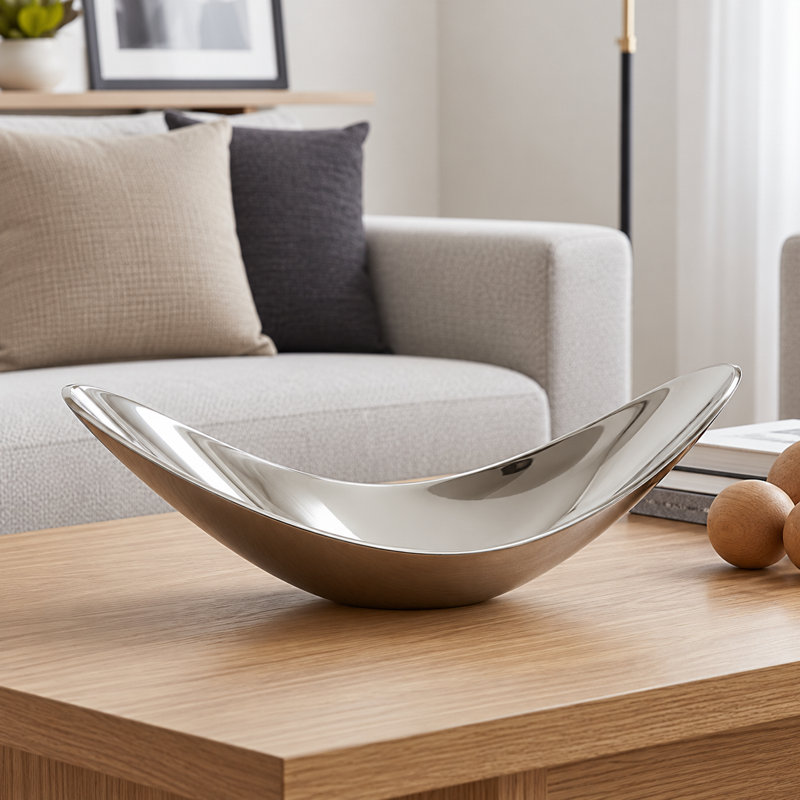 Wicke 13" Aluminum Modern Twisted Centerpiece Bowl