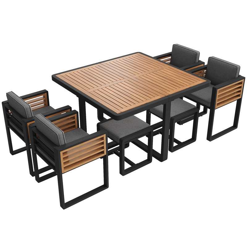 Patio Dining Set with, 7 Pieces: Table, 6 Chairs