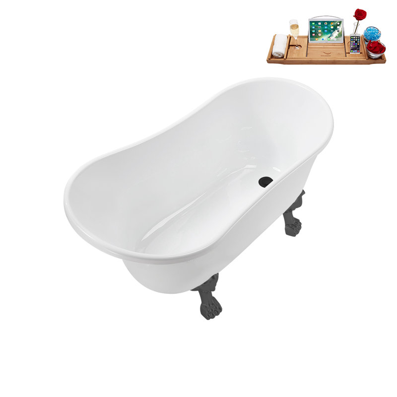 51.2'' x 25.6'' Soaking Acrylic Bathtub, Brushed Gun Metal, Matte Black