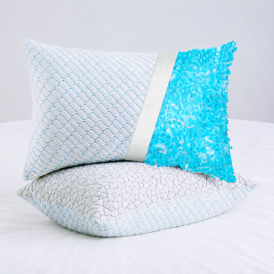 Cooling Memory Foam Pillows Set of 2 – Breathable Dual-Sided Cooling Cover, Medium Support Contour Pillow for Neck & Shoulder Pain, Bed Pillows for Back Side Sleepers