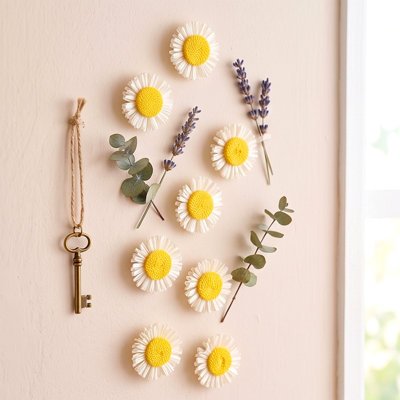 plastics plant 10Pc Woven Daisys Decorative Flowers 7.9cm Artificial Hand Weaving Floral Ornaments Multi Color DIY Accessories For Wall Decor Gift Box Wreath Wrapping