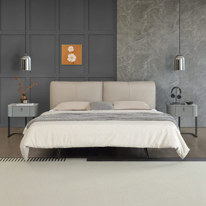 47.5cm W Metal Bedside Table, Grey
