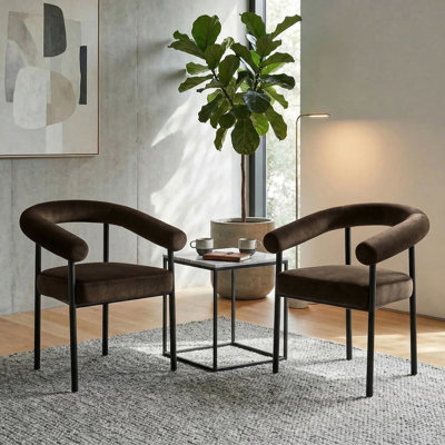 Fauteuil d'appoint moderne rembourré avec pieds en métal noir