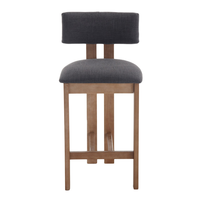 Francile Upholstered Stool with Solid Wood Frame, Bar Stool (30" Seat Height), Charcoal
