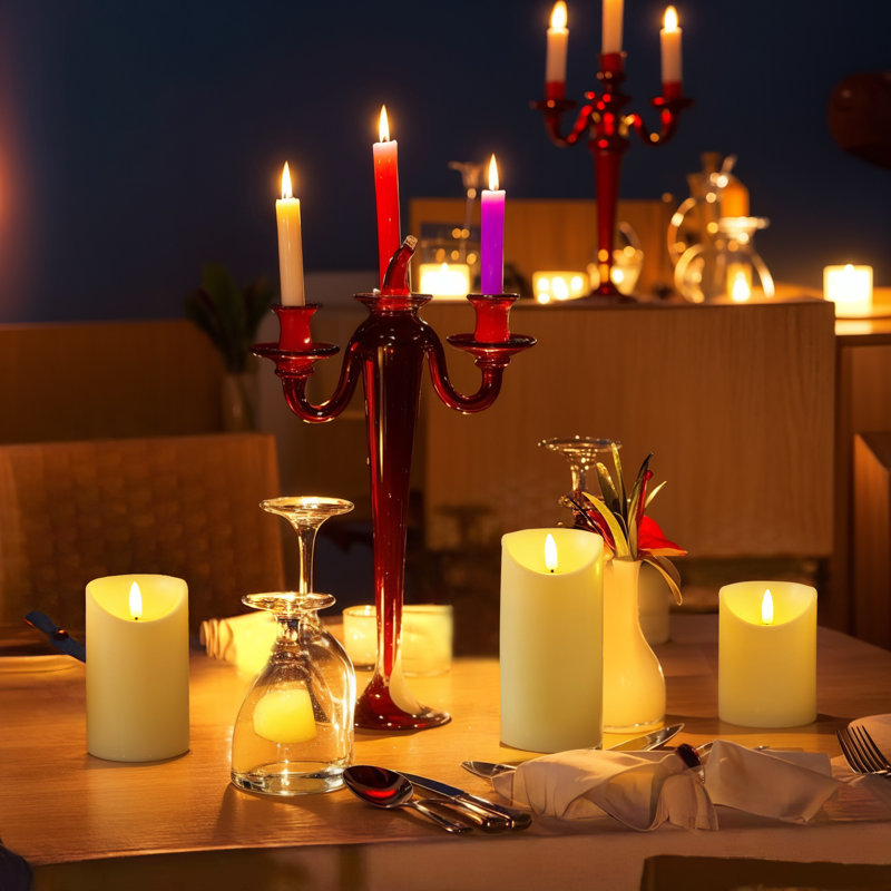 Rechargeable Flickering Flameless Pillar Candles (3 Packs)