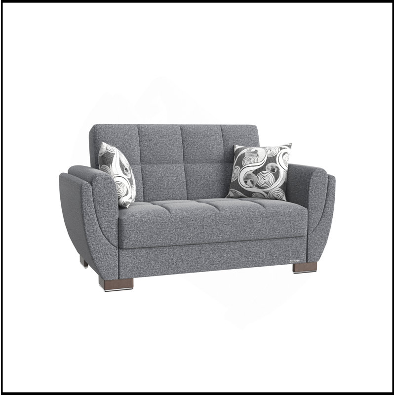 Causeuse convertible rembourrée avec rangement en polyester gris