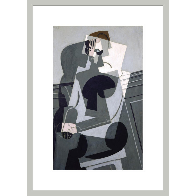 «Portrait de madame Josette Gris» par Juan Gris - Impression sur toile, 21.75" H x 15.68" W, Blanc / brun / gris