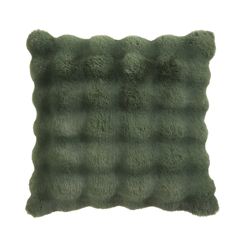 Cozy Bubble Faux Fur Pillow Cover, No Insert, Square 20", Jasper Green