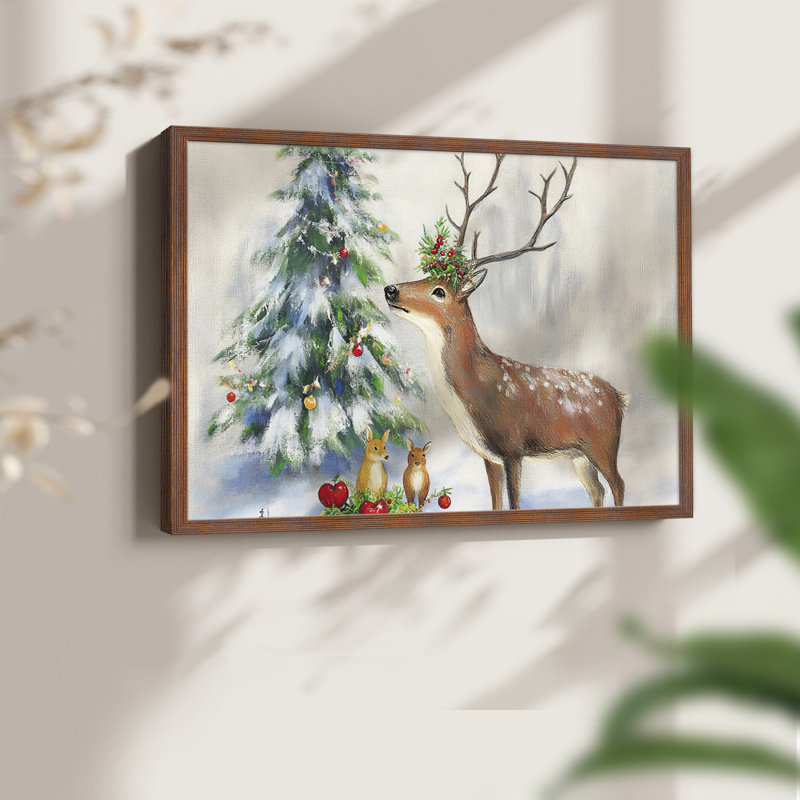 Art de Noël - XCI - Reproduction encadrée - Restickable, Noyer, H 22 po x l 28 po