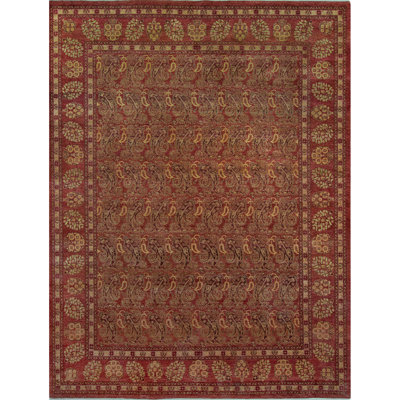 Wool Oriental Area Rug in Rust