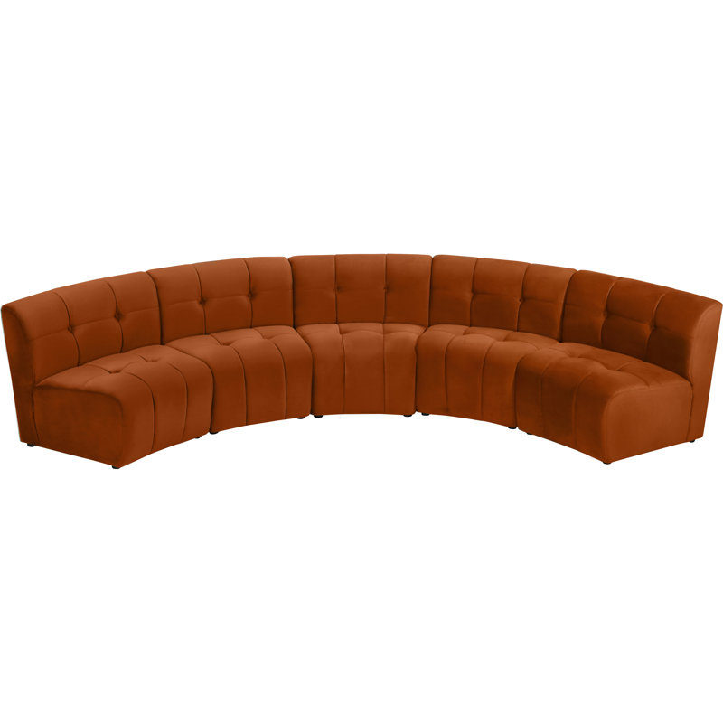Canapé modulaire symétrique en velours de 145 po de largeur Jedson, Velours cognac