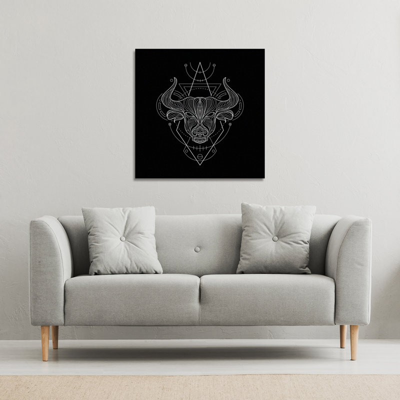 Zodiac Taurus Geometric - Wrapped Canvas Print, 77cm H x 77cm W