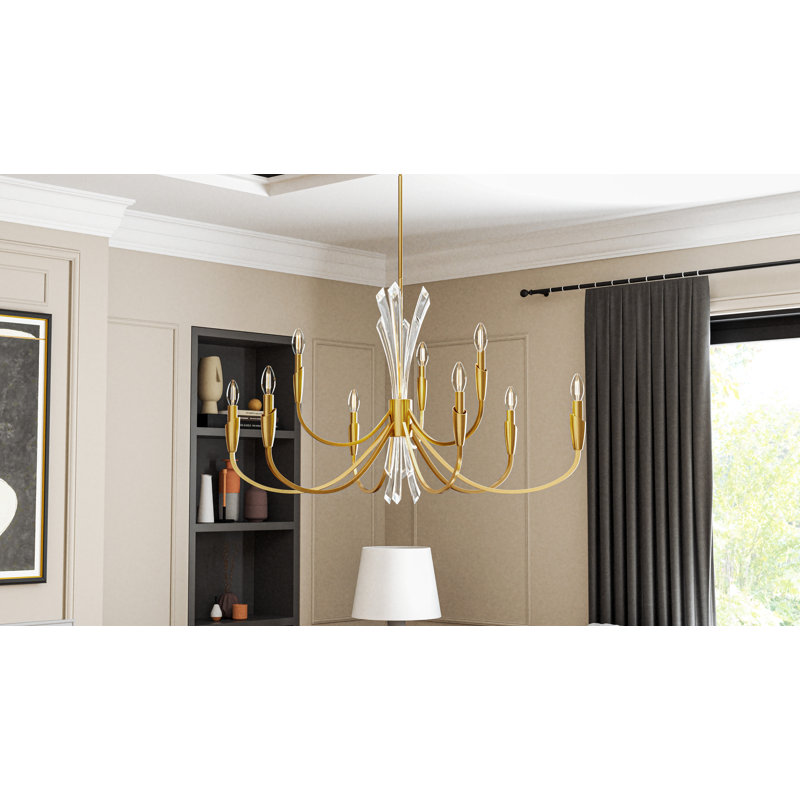 Cecily 6-Light Chandelier, 9 Lights, 25" H x 40" W x 40" D, Brushed Gold