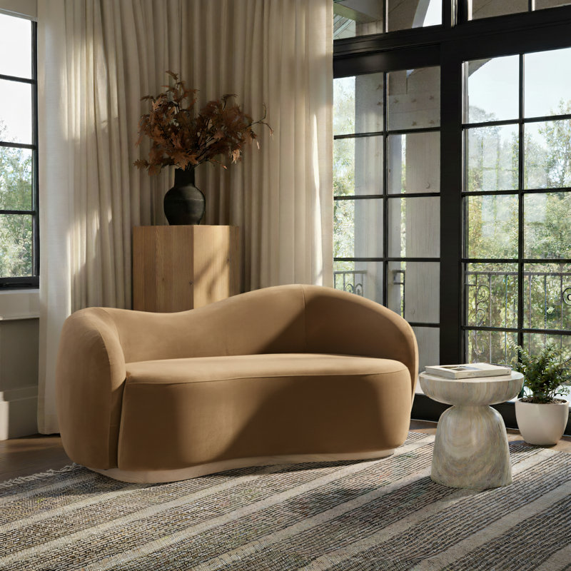 Aldana 72.5" Velvet Upholstered Loveseat, Saddle Velvet