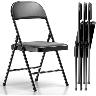 4 Pack Folding Chairs With Padded Cushion And Back