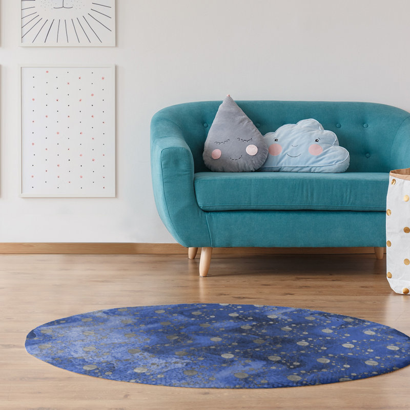 Tapis de planètes et étoiles monochromes, Rond 5 pi