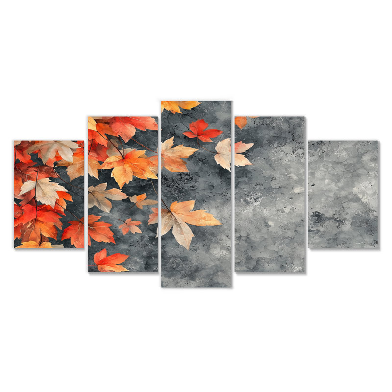 Feuilles d'automne orange V - L- Automne - art mural traditionnel pour salon diamant