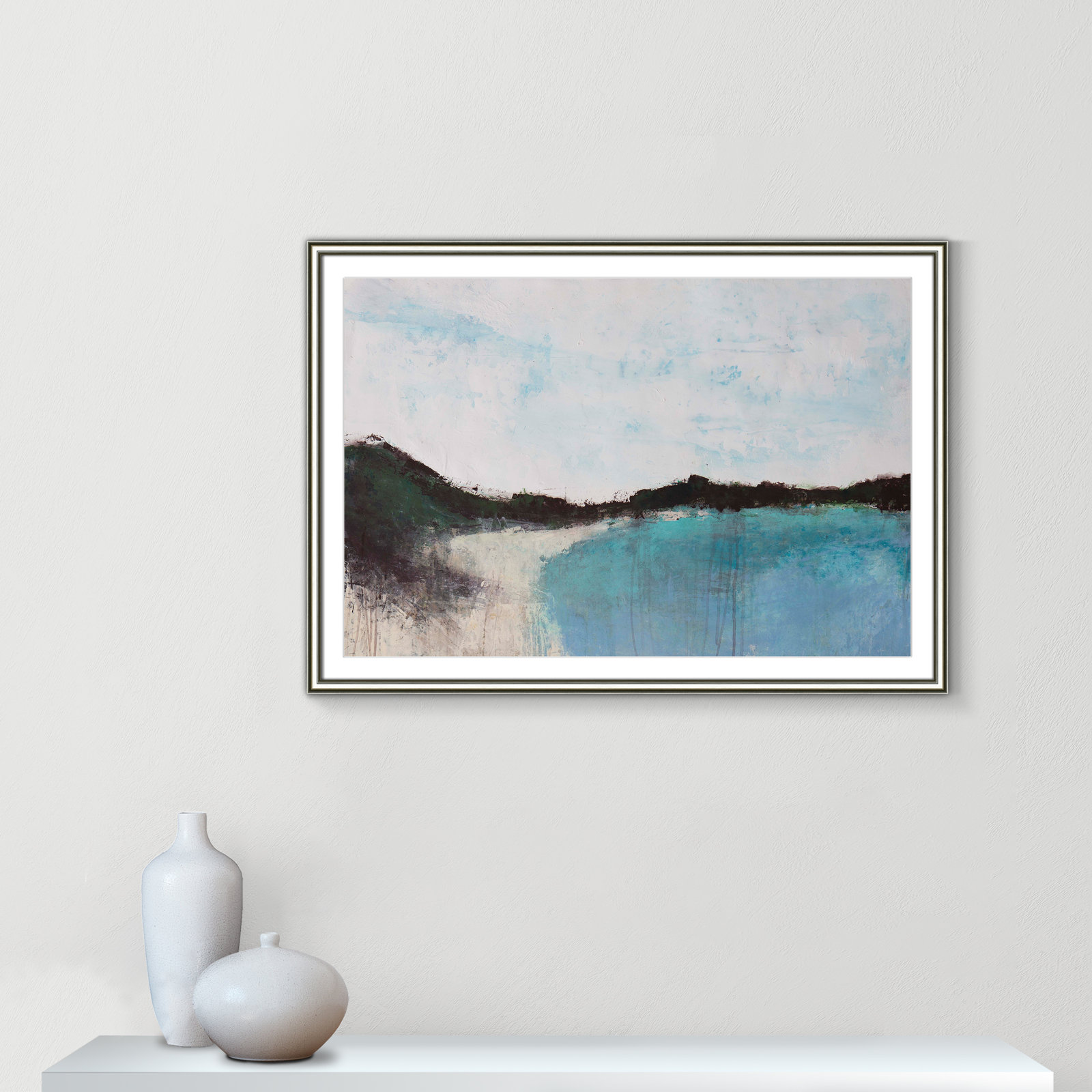 Mountainside Lakeview III Print, 26.75" H x 36.75" W x 0.75" D, Silver Framed