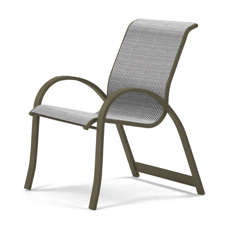 Aruba Stacking Patio Dining Armchair, Teal Sunbrella®, Beachwood
