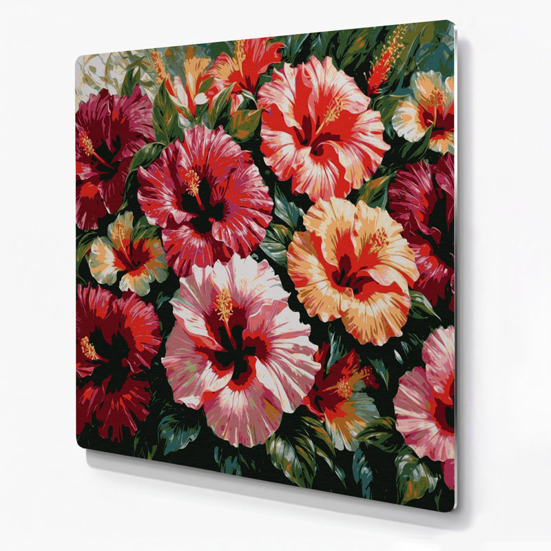Hibiscus hawaïen, art mural en métal brun, H 12 po x l 12 po