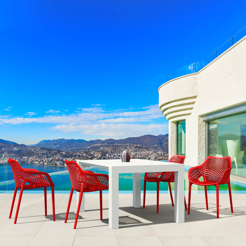 Chaise de salle à manger d'extérieur empilable Farrah, Rouge