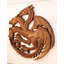 Art mural en bois 12 po Dragon à trois têtes - Sculpture fantaisie sculptée à la main, décoration rustique