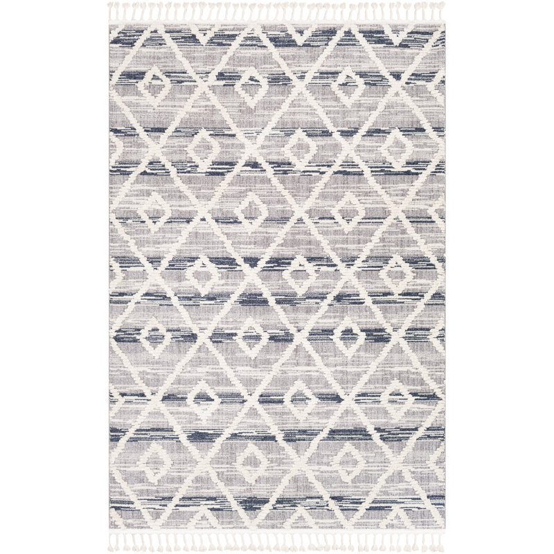 Highpoint Geometric Gray/Cream Area Rug, Rectangle 5'3" x 7'3"