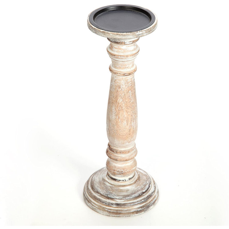 Tabletop Candlestick, Brown, 12" H x 4.75" W x 4.75" D