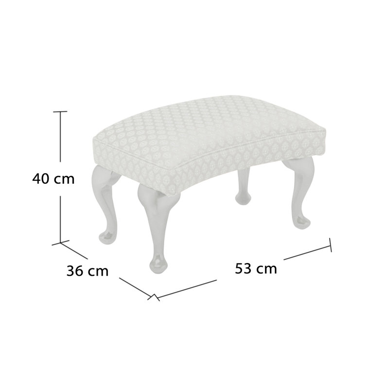 Loretta Solid Wood Accent Stool, Cream, Angelina Blue Pattern