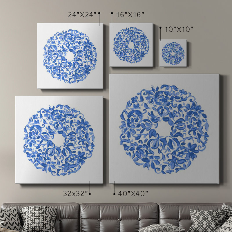 Porcelaine médaillon III - Toile tendue avec châssis de qualité supérieure - prête à être accrochée