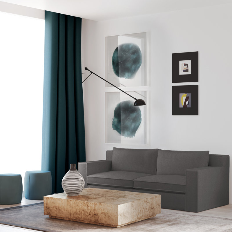 Canapé Mulberry, Lin graphite carré, H 33 po x l 84 po x p 45 po, Brun foncé