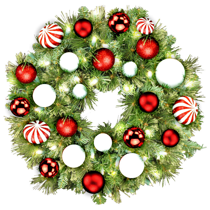 Faux Lighted Pine 24'' Wreath