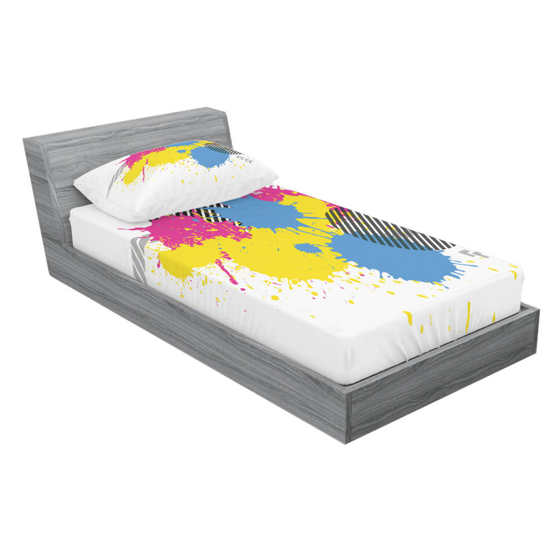 Microfiber Abstract Sheet Set, Twin Sheet Set with Fitted Sheet