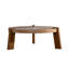 Table basse ronde à chevrons - Table basse rustique en bois massif et panneau de fibres à densité moyenne avec pieds fuselés, pour le salon